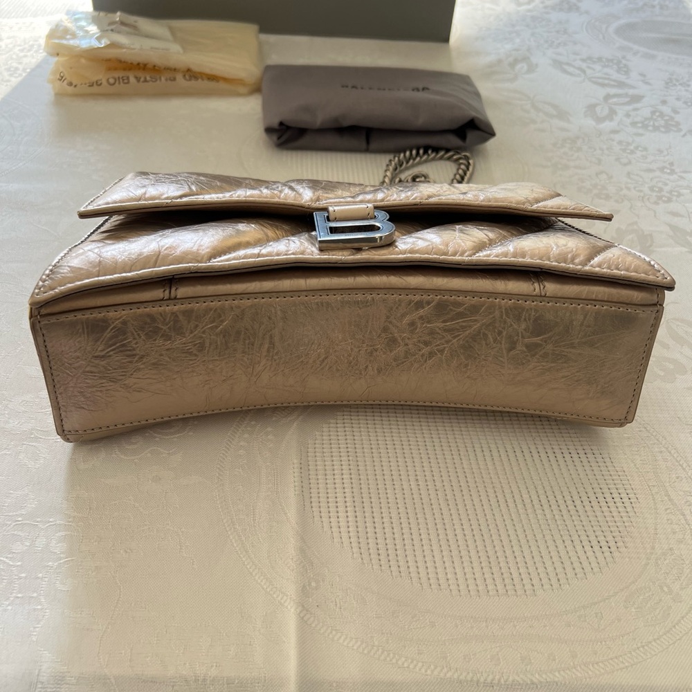 Balenciaga lamb skin Crush Small Chain Bag Metallized Quilted NWB Made In Italy - Picture 11 of 16